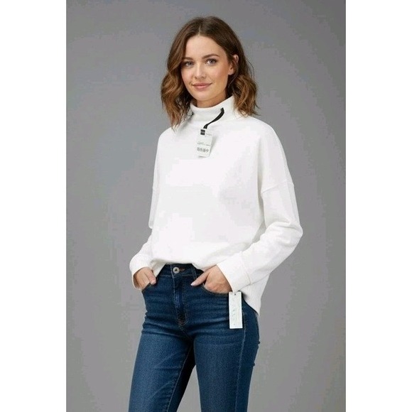 St. John's Bay Tops - St. John's Bay Top Women's Size XL White Mock Neck Long‎ Sleeve Pullover 2pcs